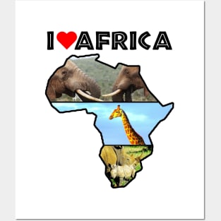 I Love Africa Wildlife Collage Map Posters and Art